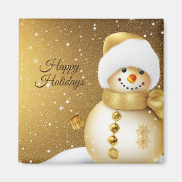 Imán Christmas Golden Snowman Snowflakes Holidays