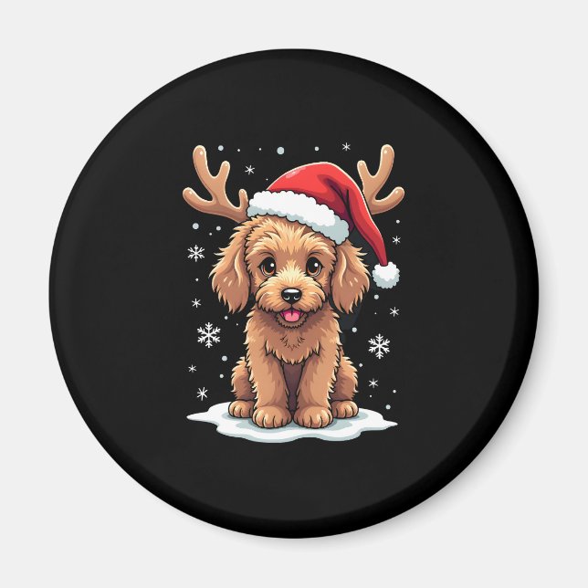 Imán Christmas Goldendoodle Dog Reindeer Holiday Doodle (Frente)