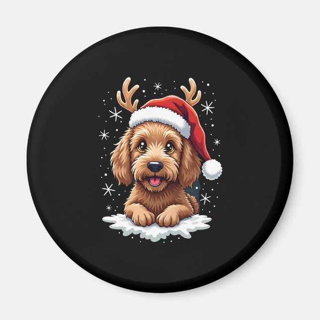 Imán Christmas Goldendoodle Dog Reindeer Holiday Doodle (Frente)