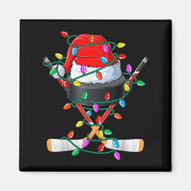 Imán Christmas Hockey Xmas Santa Srts Hat Ball Kids Boy (Frente)