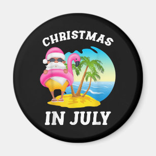Imán Christmas In July Santa Flamingo Pool Summer