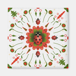 Imán Christmas Ladybug Red White Green