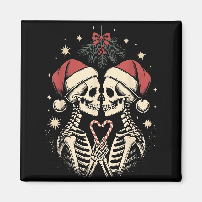 Imán Christmas Matching Gothic Couple Dark Humor Skelet (Frente)