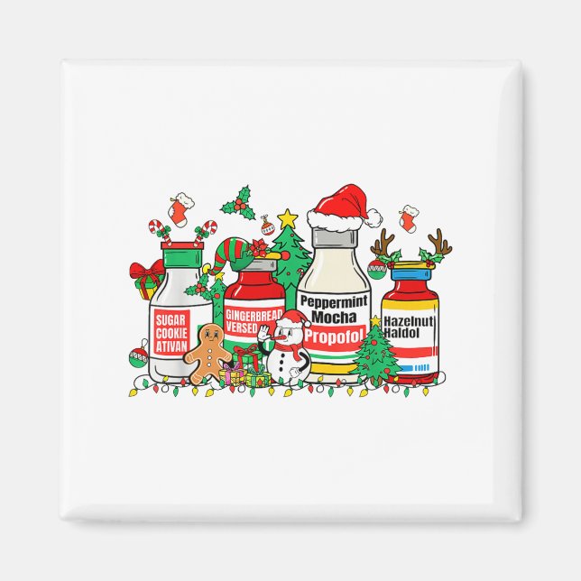 Imán Christmas Medication Bottles Funny Nurse Humor  (Frente)
