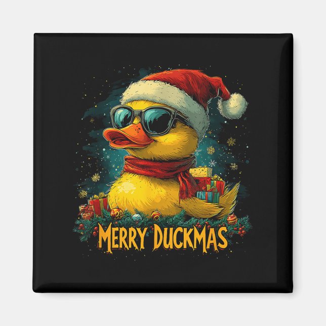 Imán Christmas Merry Duckmas Funny Quackmas Pajama Duck (Frente)