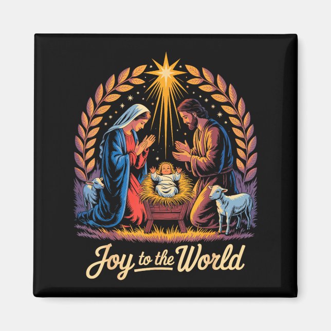 Imán Christmas Nativity Christian Birth Of Jesus Joy To (Frente)
