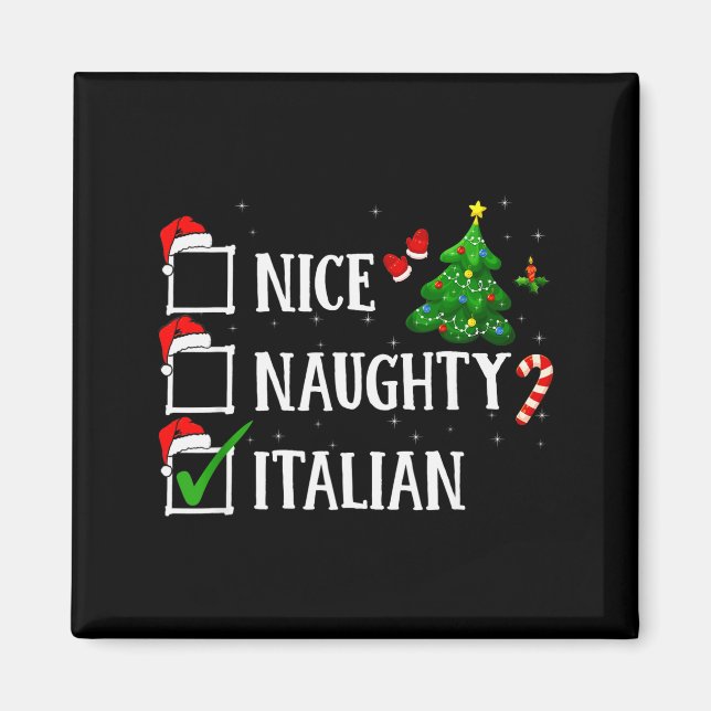 Imán Christmas Nice Naughty Italian Funny Xmas Holiday  (Frente)