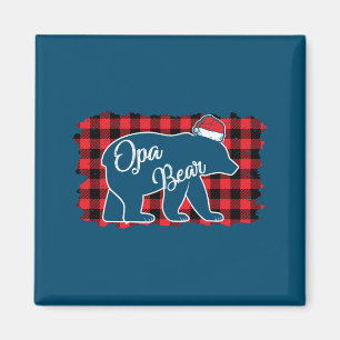 Imán Christmas Opa Bear Christmas Red Plaid Buffalo Fam