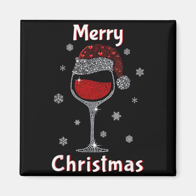 Imán Christmas Outfit Women Wine Gl Funny Christmas  (Frente)