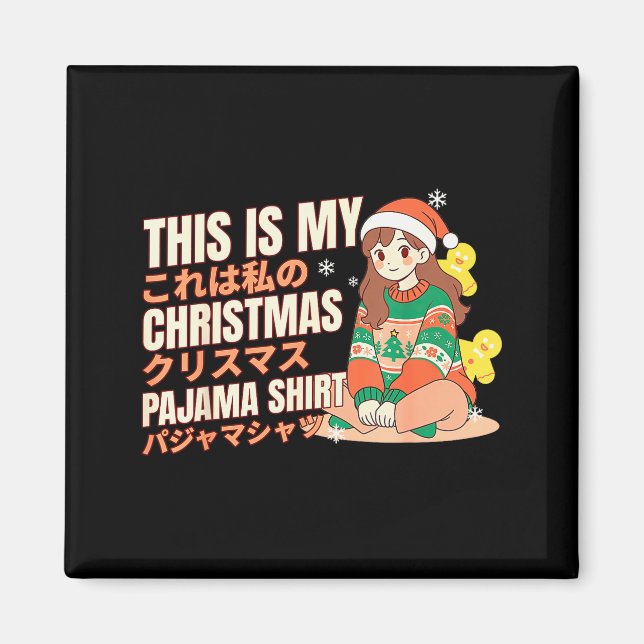 Imán Christmas Pajama Anime Girl Japanese Manga Otaku  (Frente)