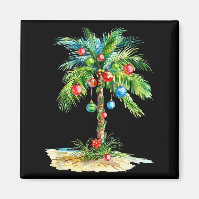 Imán Christmas Palm Tree Light Hawaiian Trocal Xmas Men (Frente)