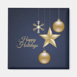 Imán Christmas Party Golden Ornaments Navy Blue Elegant