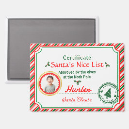 Imán Christmas Photo Certificate Santa Nice List 