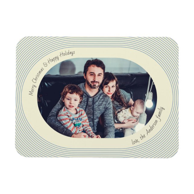 Imán Christmas Photocard Playful Design Oval Photo (Horizontal)