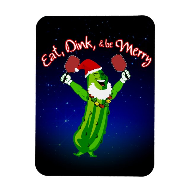 Imán Christmas Pickleball Santa Hat Pickle (Vertical)
