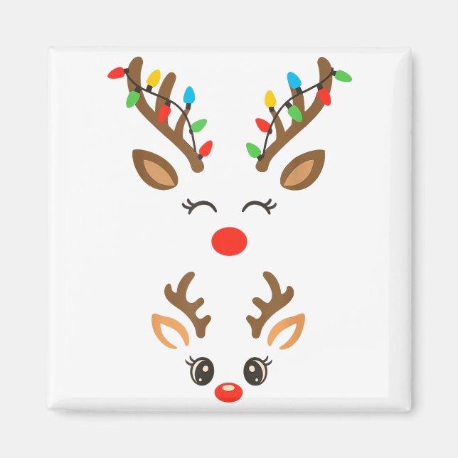 Imán Christmas Pregnancy Reindeer Xmas Lights New Mom T (Frente)