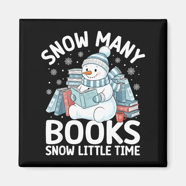 Imán Christmas Reading Snowman So Many Books Men Women  (Frente)