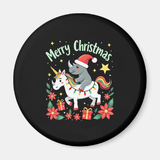 Imán Christmas Rhino Merry Christmas Unicorn Rhino T-Sh