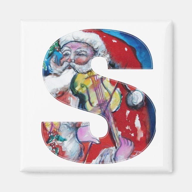 IMÁN CHRISTMAS S LETTER / SANTA  WITH VIOLIN MONOGRAM (Frente)