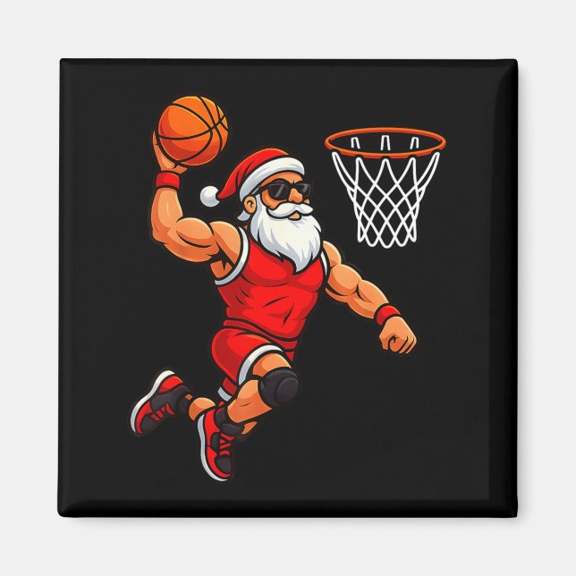 Imán Christmas Santa Basketball Player Dunking Basketba (Frente)