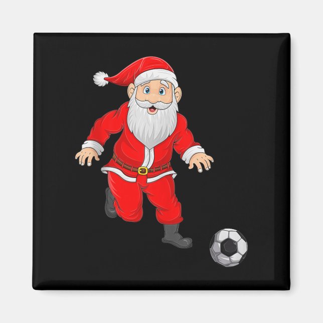 Imán Christmas Santa Playing Soccer Football Xmas Srts  (Frente)