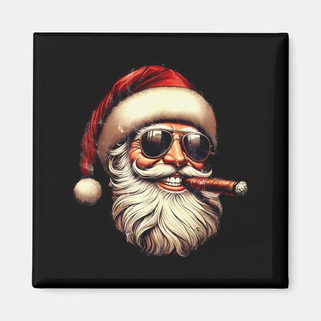 Imán Christmas Santa Smoking Cigar With Sungl Cigar Smo (Frente)