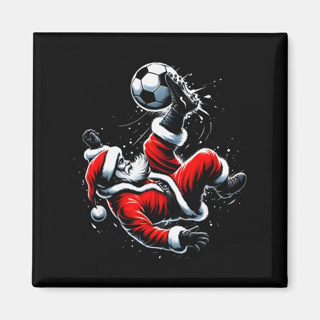 Imán Christmas Santa Soccer Player Bicycle Kick Xmas Ba (Frente)