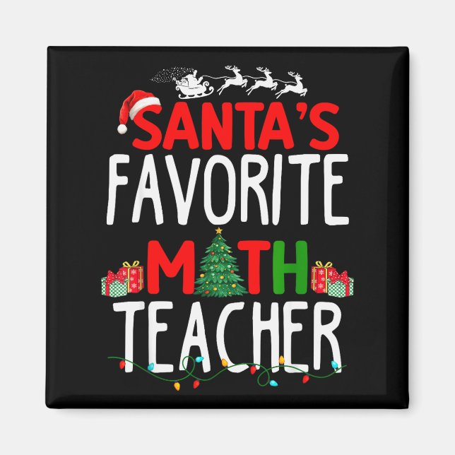 Imán Christmas Santa's Favorite Math Teacher Mathematic (Frente)