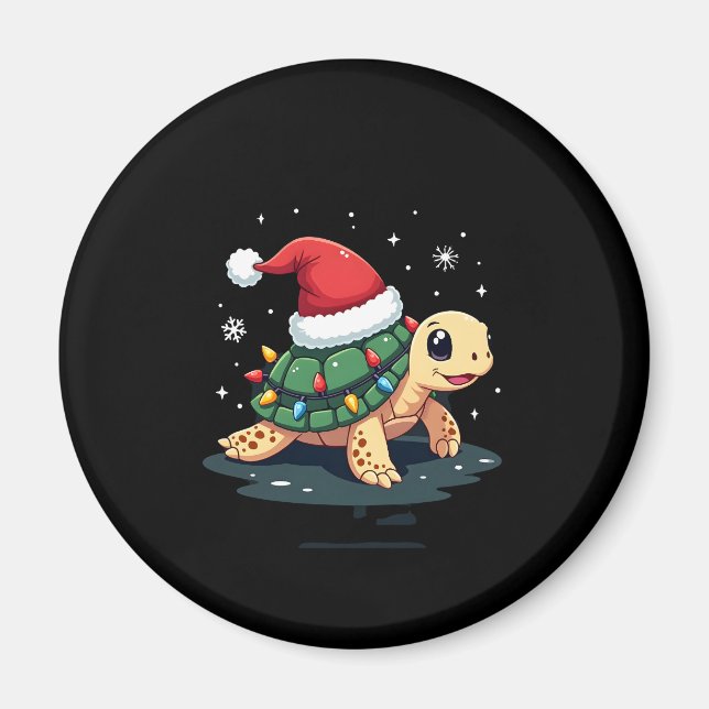 Imán Christmas Sea Turtle Santa Xmas Men Women Boys Gir (Frente)