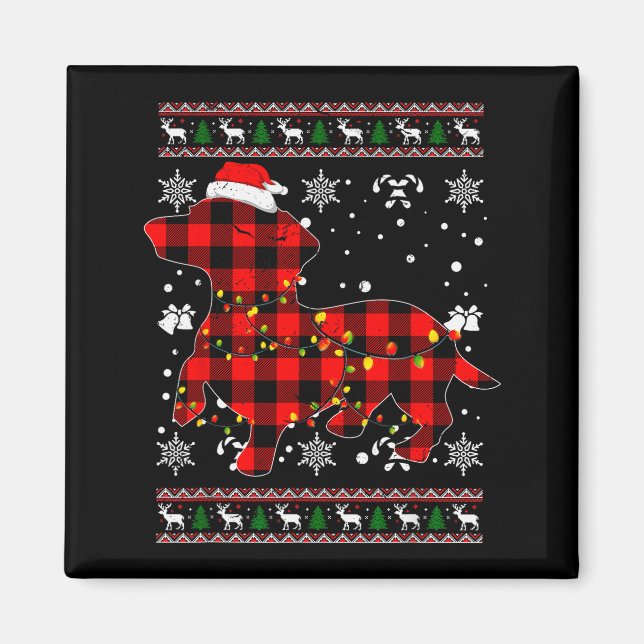 Imán Christmas Shirt For Dachshund Lover Gift Santa Buf (Frente)