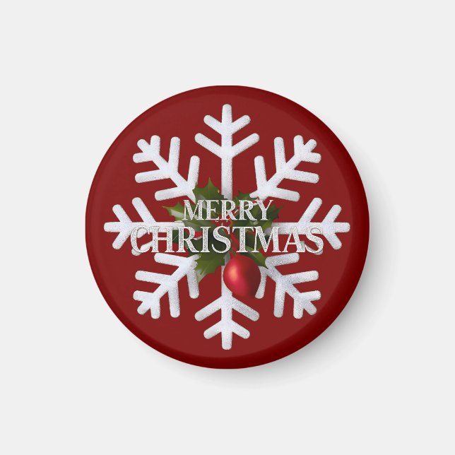 Imán Christmas Snowflake And Shy Red Berry (Frente)