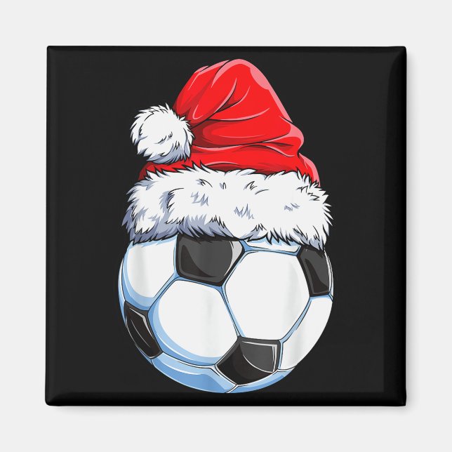 Imán Christmas Soccer Ball Santa Hat Funny Srts Xmas Bo (Frente)