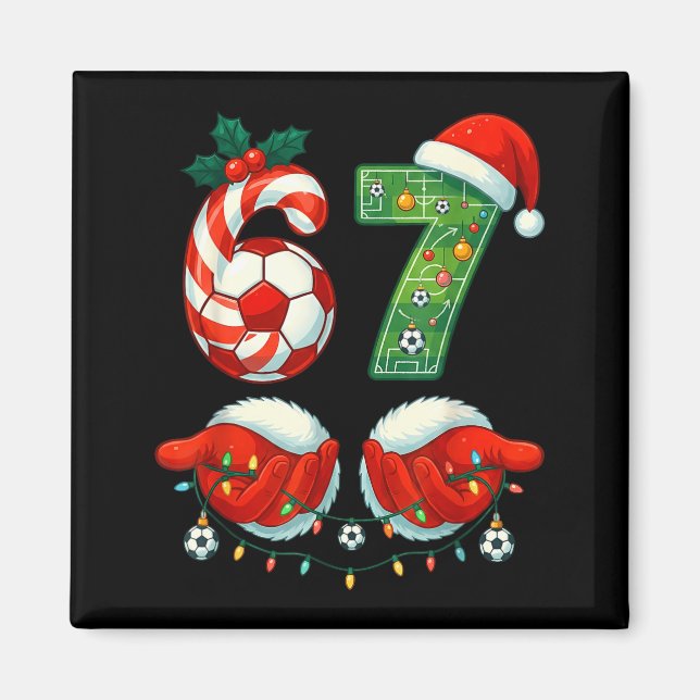 Imán Christmas Soccer Drip Number 67 Boys Soccer Player (Frente)