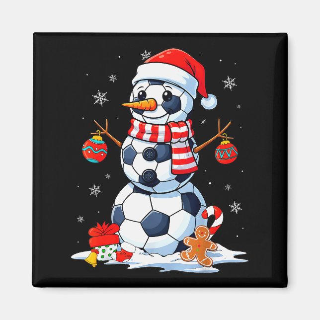Imán Christmas Soccer Funny Snowman Men Boys Kids  (Frente)