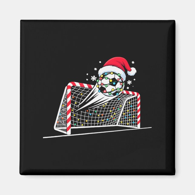 Imán Christmas Soccer Goal Ball Lights Santa Xmas Kids  (Frente)