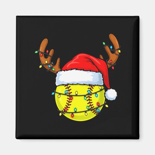 Imán Christmas Softball Xmas Santa Srts Hat Mens Womens (Frente)