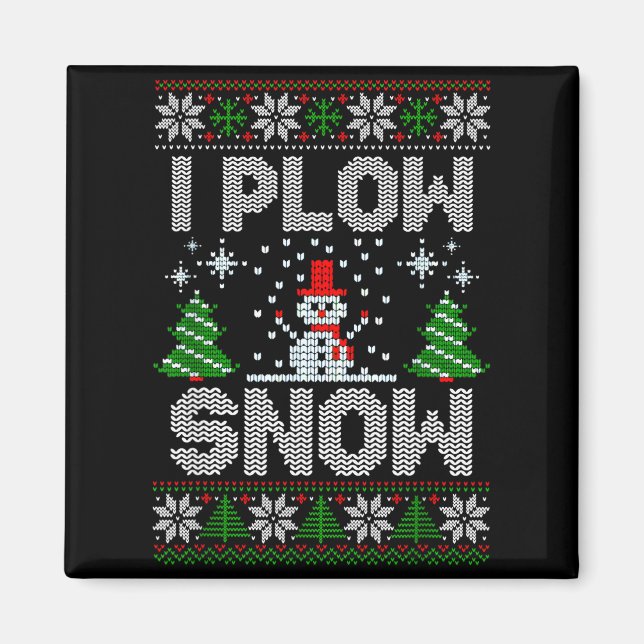 Imán Christmas Sweater I Plow Snow Matching Couples Paj (Frente)
