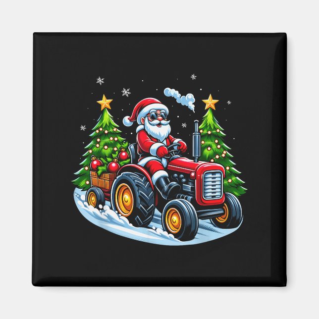 Imán Christmas Tractor Santa Xmas Farm Truck Men Boys K (Frente)