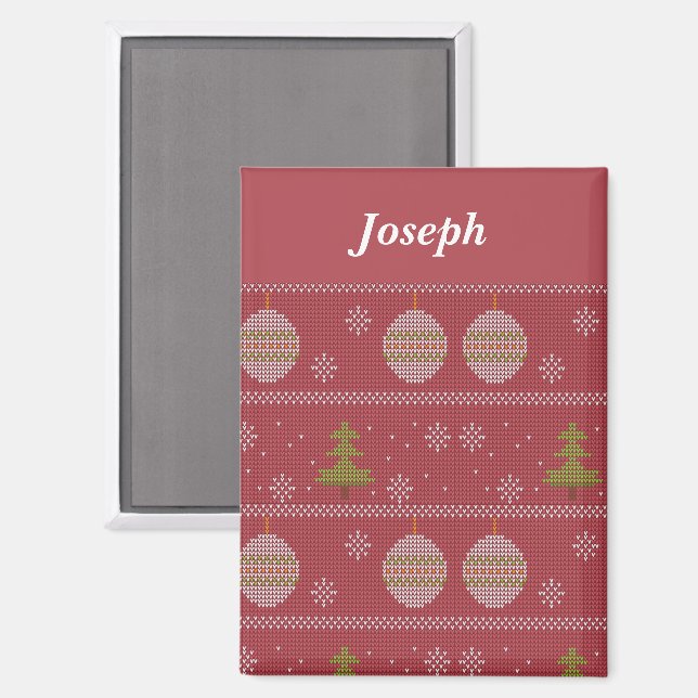 Imán Christmas tree and ornament woven red (Anverso/Reverso)