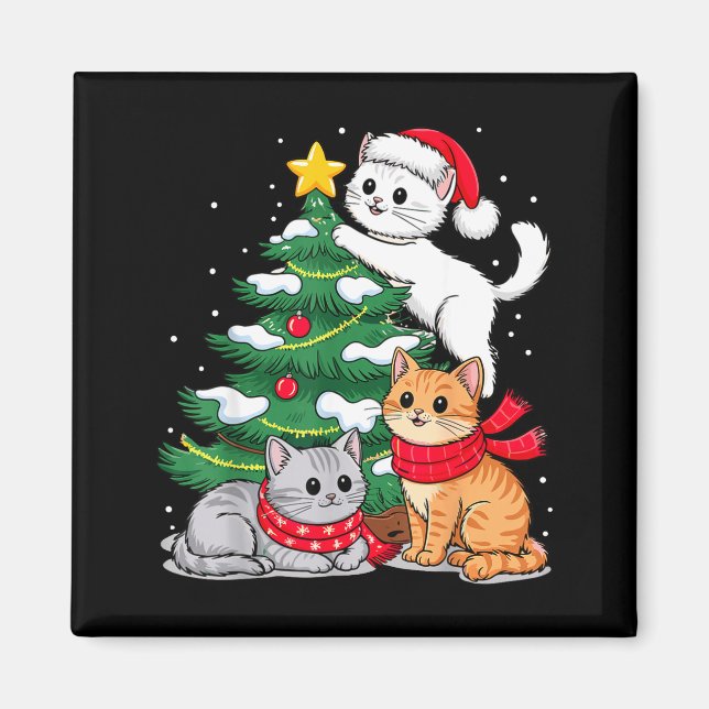 Imán Christmas Tree Cats Xmas  (Frente)