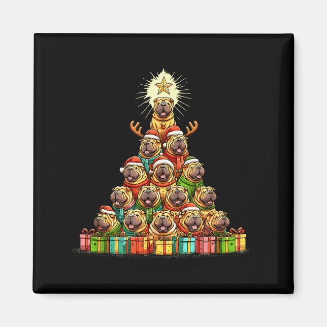 Imán Christmas Tree Chinese Shar-pei Shar Pei  (Frente)