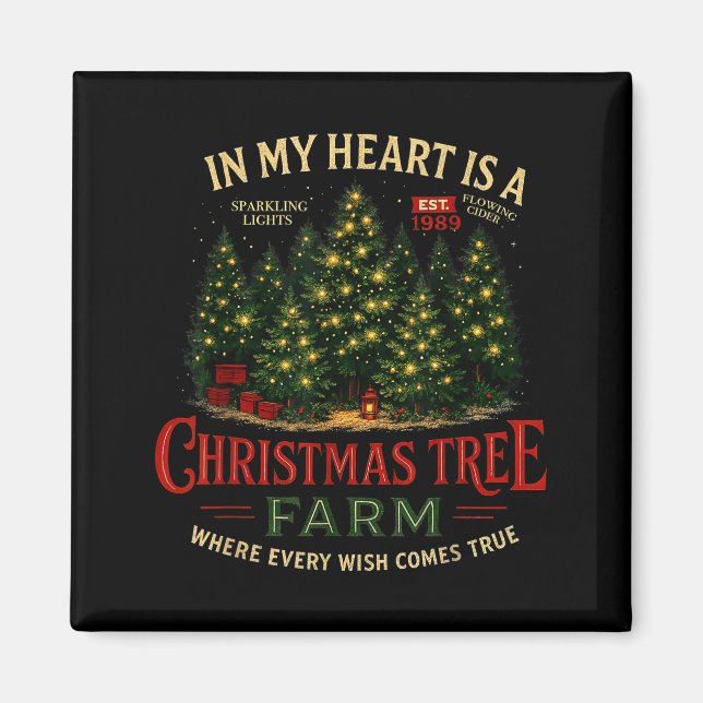 Imán Christmas Tree Farm In My Heart Holiday Forest Gif (Frente)