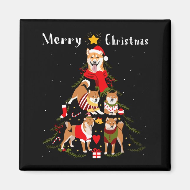 Imán Christmas Tree Shiba Inu Lover Xmas Dog Owner New  (Frente)