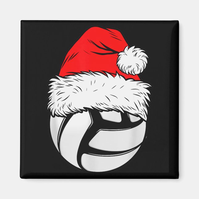 Imán Christmas Volleyball Ball Santa Hat Xmas Matching  (Frente)