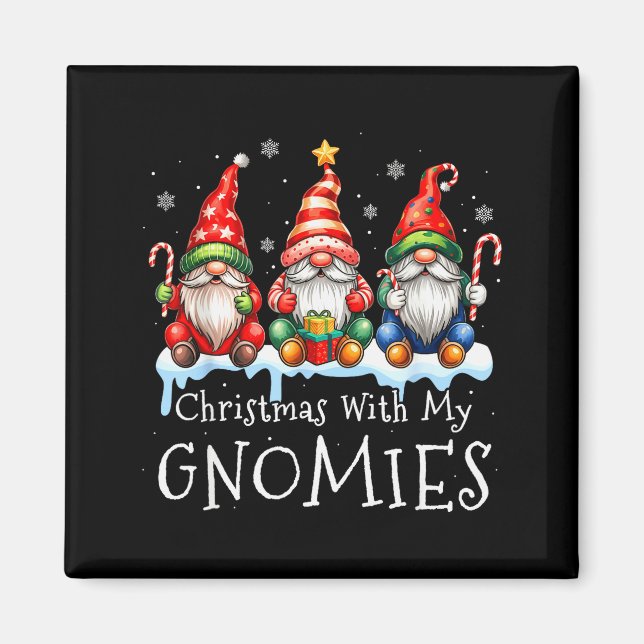 Imán Christmas With My Gnomies Buffalo Plaid Gnome Fami (Frente)