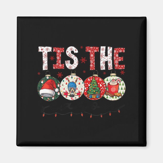 Imán Christmas Xmas Vibes Hockey Lover Hockey Player Wi (Frente)