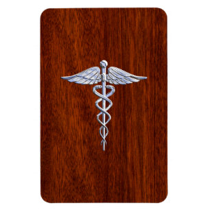 Imán Chrome como símbolo médico de Caduceus Mahogany Br
