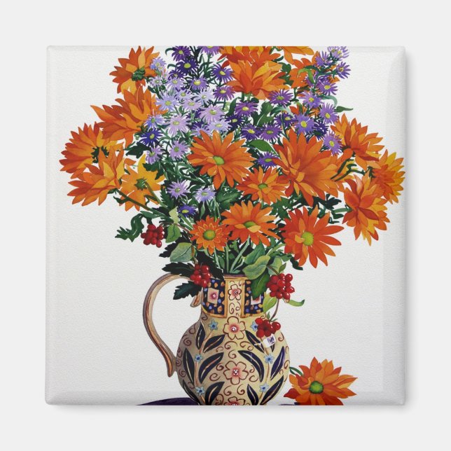 Imán Chrysanthemums naranja (Frente)