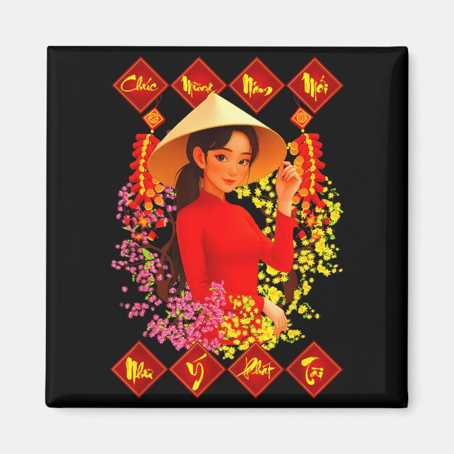 Imán Chuc Mung Nam Moi Tet Binh Ngo 2026 Vietnamese Gir (Frente)