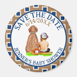 Imán Chupete y Perro Béisbol Baby Shower Guardar la Fec